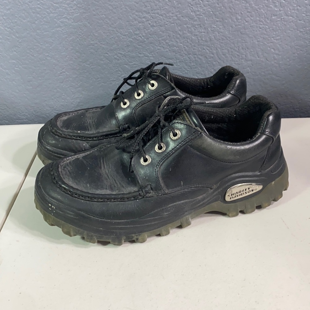 Vintage y2k Harley Davidson Distressed Leather chunky sneakers 91140 men’s 9.5